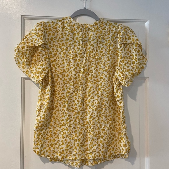 Lucky Brand Tulip Sleeve Yellow Flower Blouse Small - Picture 7 of 14
